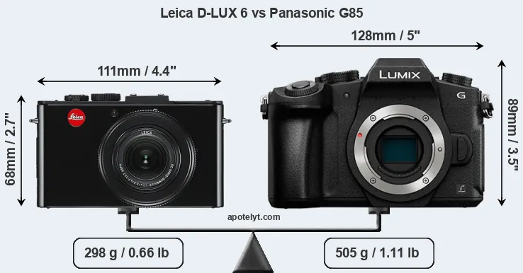 Size Leica D-LUX 6 vs Panasonic G85