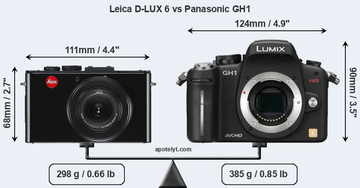 Size Leica D-LUX 6 vs Panasonic GH1