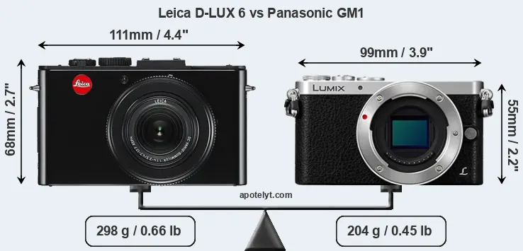 Size Leica D-LUX 6 vs Panasonic GM1