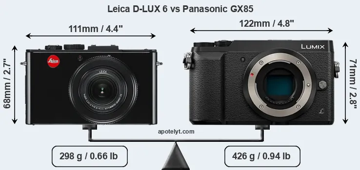 Size Leica D-LUX 6 vs Panasonic GX85