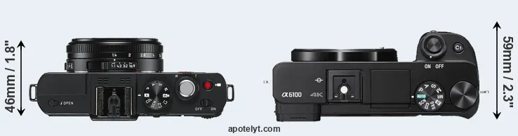 Compare D-LUX 6 versus A6100 top