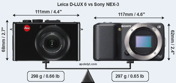 Size Leica D-LUX 6 vs Sony NEX-3