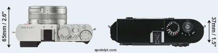 Compare D-LUX 7 versus M9 top