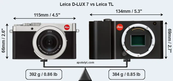 Size Leica D-LUX 7 vs Leica TL