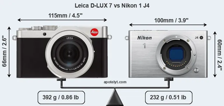 Size Leica D-LUX 7 vs Nikon 1 J4