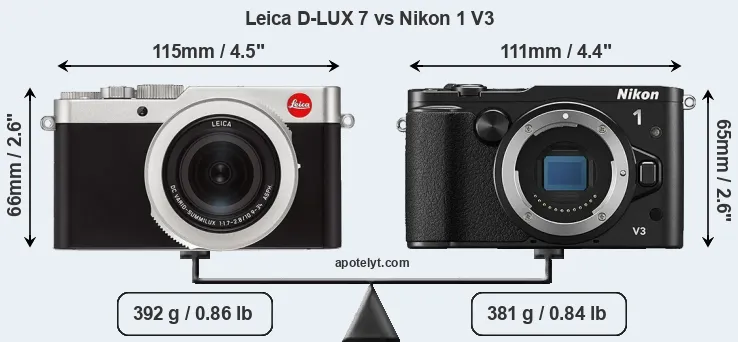 Size Leica D-LUX 7 vs Nikon 1 V3