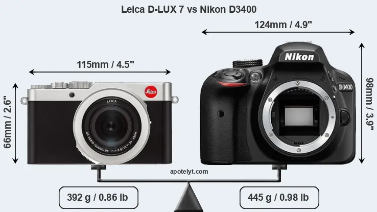 Size Leica D-LUX 7 vs Nikon D3400