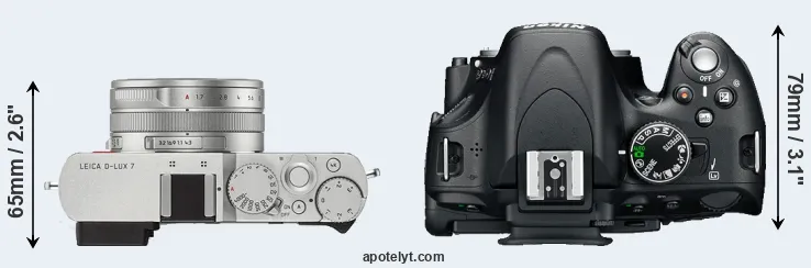 Compare D-LUX 7 versus D5100 top