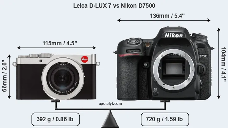 Size Leica D-LUX 7 vs Nikon D7500