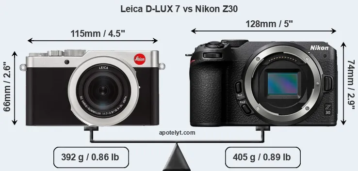 Size Leica D-LUX 7 vs Nikon Z30