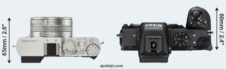 Compare D-LUX 7 versus Z50 top