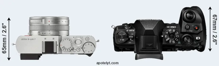 Compare D-LUX 7 versus E-M1 II top