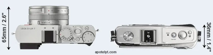 Compare D-LUX 7 versus E-P1 top