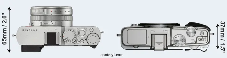 Compare D-LUX 7 versus E-P5 top