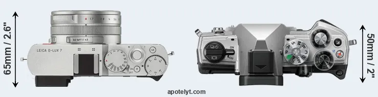 Compare D-LUX 7 versus OM-5 top