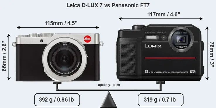 Size Leica D-LUX 7 vs Panasonic FT7