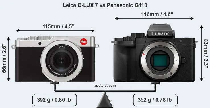 Size Leica D-LUX 7 vs Panasonic G110