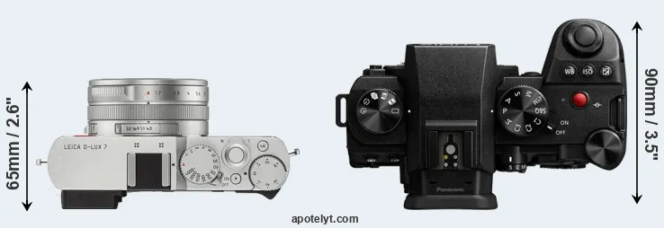 Compare D-LUX 7 versus G9 II top