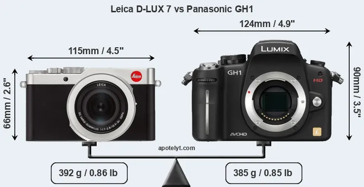 Size Leica D-LUX 7 vs Panasonic GH1
