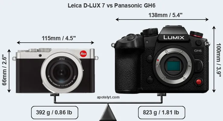 Size Leica D-LUX 7 vs Panasonic GH6