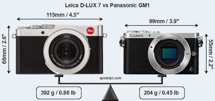 Size Leica D-LUX 7 vs Panasonic GM1