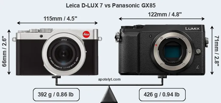 Size Leica D-LUX 7 vs Panasonic GX85