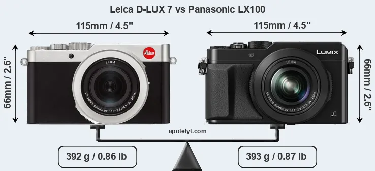 Size Leica D-LUX 7 vs Panasonic LX100
