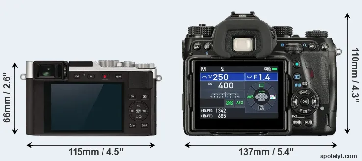Comparison D-LUX 7 or K-1 II rear