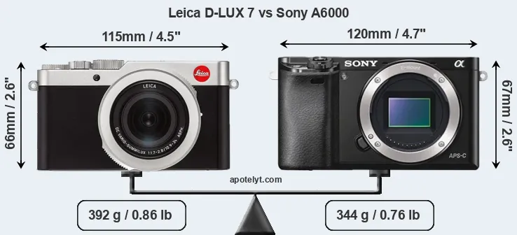 Size Leica D-LUX 7 vs Sony A6000