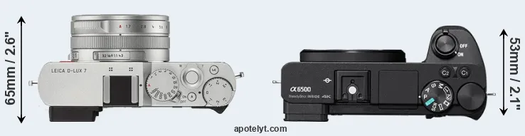 Compare D-LUX 7 versus A6500 top