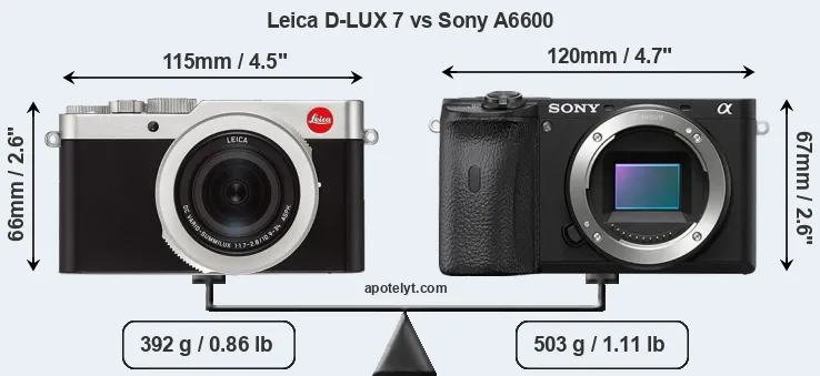 Size Leica D-LUX 7 vs Sony A6600