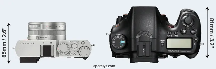 Compare D-LUX 7 versus A77 top