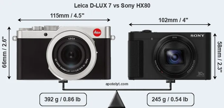 Size Leica D-LUX 7 vs Sony HX80