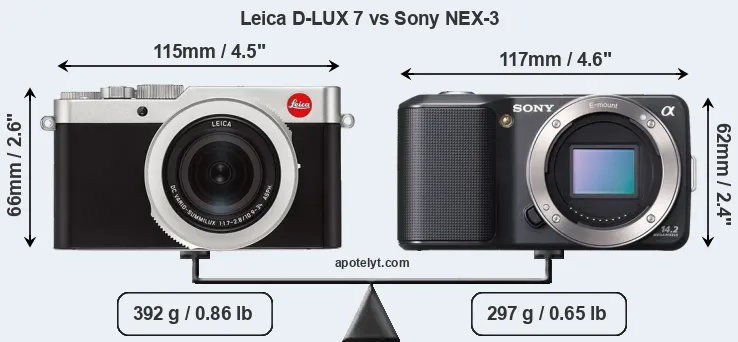 Size Leica D-LUX 7 vs Sony NEX-3