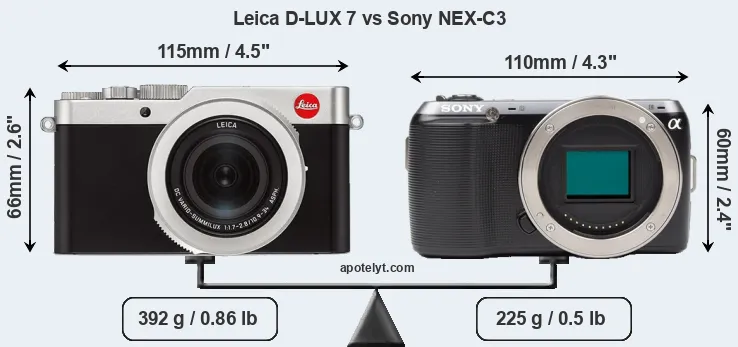 Size Leica D-LUX 7 vs Sony NEX-C3