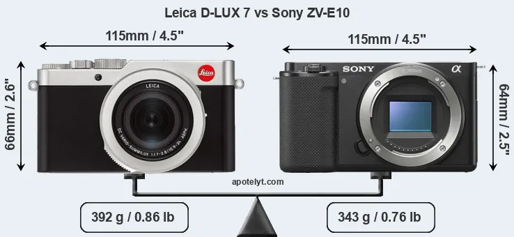 Size Leica D-LUX 7 vs Sony ZV-E10