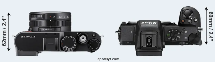 Compare D-LUX 8 versus Z50 top