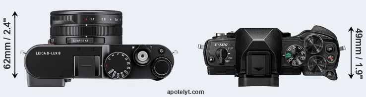 Compare D-LUX 8 versus E-M10 IV top