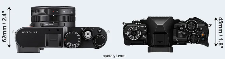 Compare D-LUX 8 versus E-M5 II top