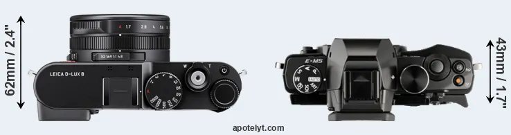Compare D-LUX 8 versus E-M5 top