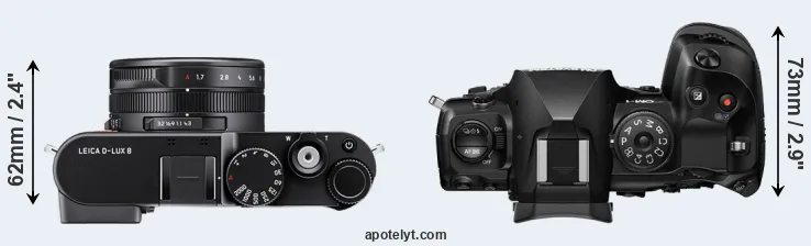 Compare D-LUX 8 versus OM-1 II top