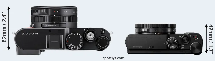 Compare D-LUX 8 versus LX10 top