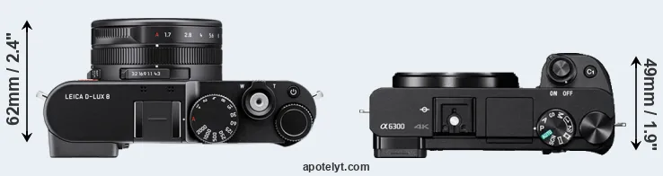 Compare D-LUX 8 versus A6300 top