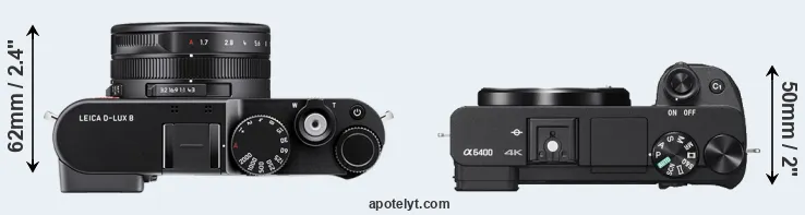 Compare D-LUX 8 versus A6400 top