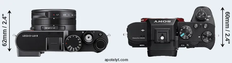 Compare D-LUX 8 versus A7 II top