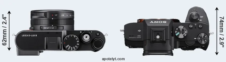 Compare D-LUX 8 versus A7 III top
