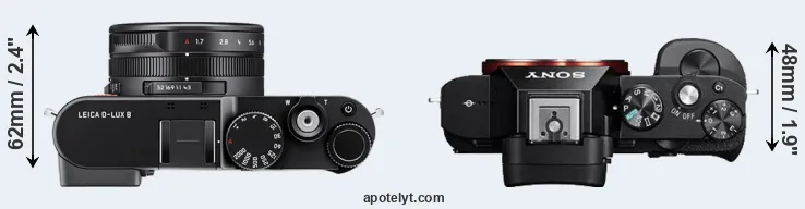Compare D-LUX 8 versus A7 top
