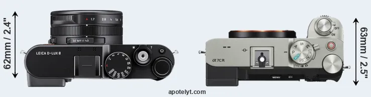 Compare D-LUX 8 versus A7C R top