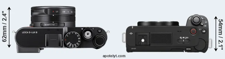 Compare D-LUX 8 versus ZV-E1 top