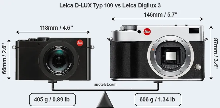 Size Leica D-LUX Typ 109 vs Leica Digilux 3